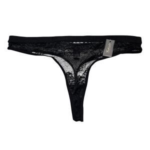 Frederick's of Hollywood Fern Fishnet And Lace Thong Black Size 1X